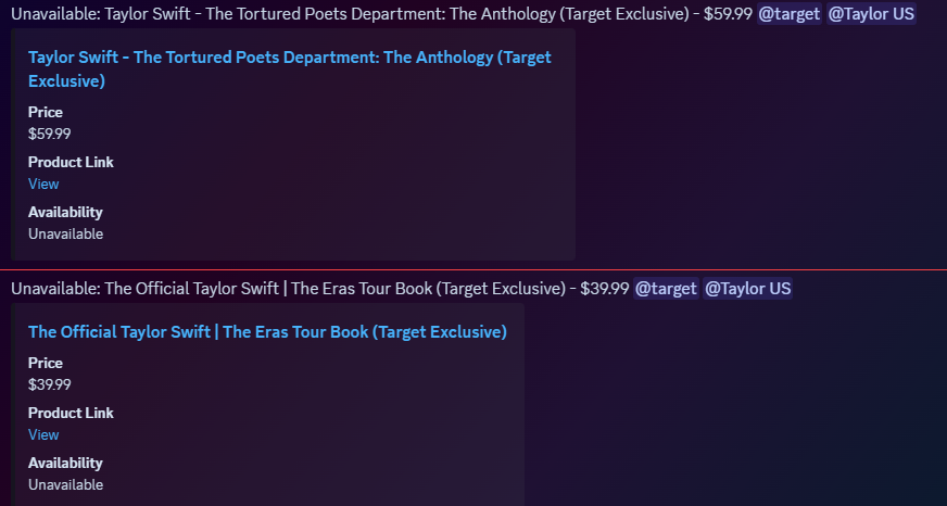 swiftpitch_py's tweet image. Just an FYI! We will be watching on @popvinylsigned for the TTPD Anthology and Era's Tour Book Target Exclusives the moment they become available on our Target channel 🙂

More info on the @popvinylsigned pinned tweet.
Edit: Pinned Tweet now has the information to join.