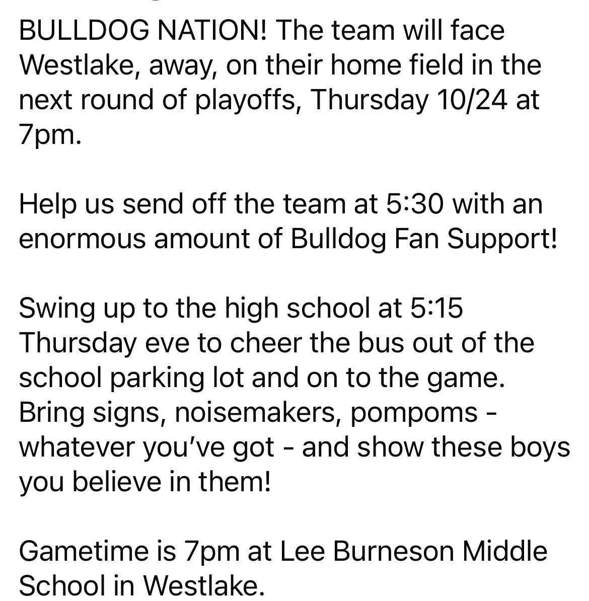 OFHSSoccer's tweet image. Help us send off the team tomorrow, 10/24 at 5:15 PM as they face Westlake in our next playoff game!