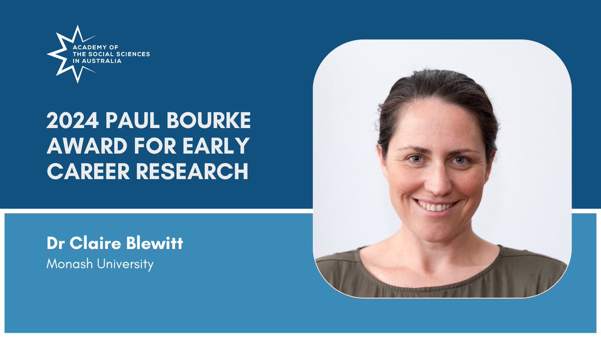 AcadSocSci's tweet image. Congrats to Dr Claire Blewitt, recognised for her research in the public health sector that has made significant contributions in #earlychildhood #mentalhealth. @MonashUni #socialsciences @ @ClaireBlewitt1