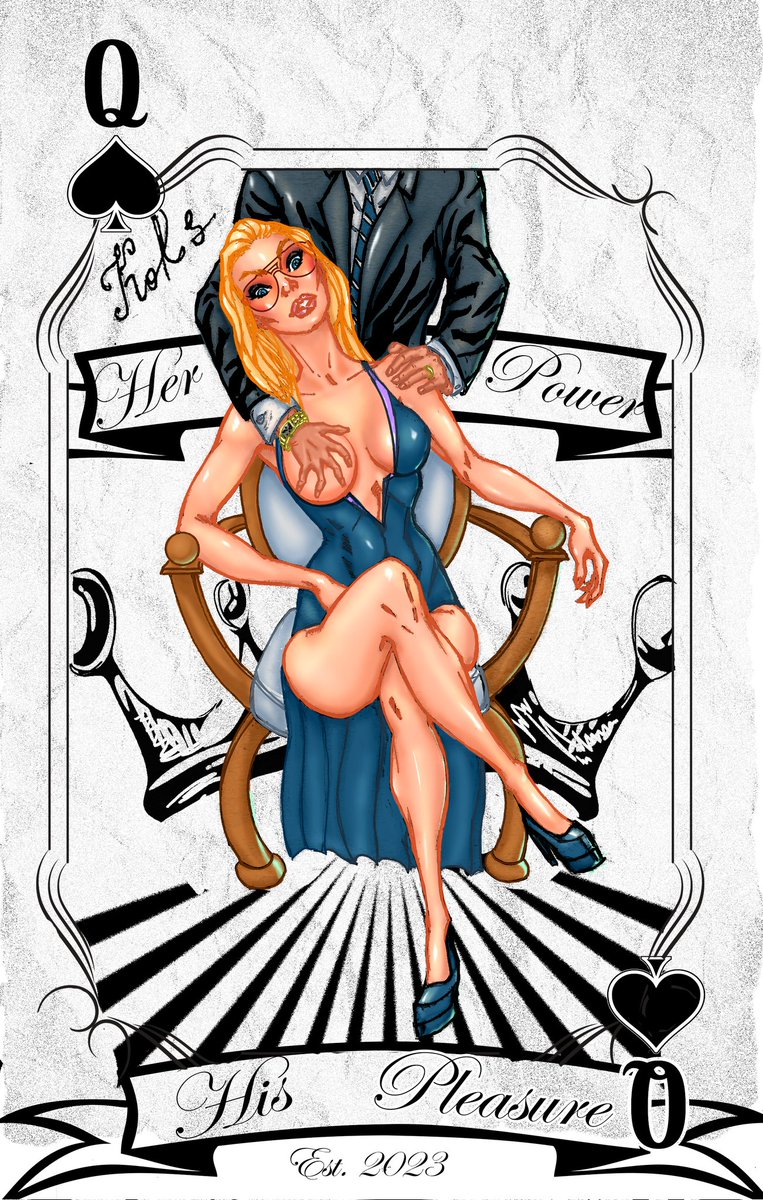 Could you recognize the inspiration for Kors' art? Pencils ✏ &amp; inks on paper as usual.  Colors done on Wacom.  " Her power - His Pleasure " Q of ♠️ ask us about  " His Power - her Pleasure " K ♠️ Special thanks to <a href="/VoguePortugal/">Vogue Portugal</a> and <a href="/voguemagazine/">Vogue Magazine</a> for photos
