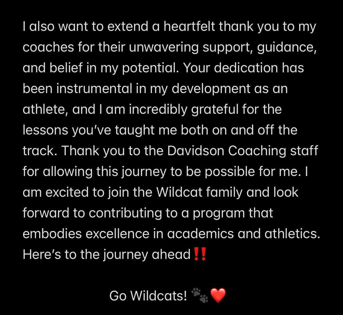 Leila Haley (@leilahaley01) on Twitter photo I am Extremely Blessed to announce My Commitment to Davidson College‼️ Go Wildcats 🐾♥️🖤 
#committed #CatsAreWild  #TeamHaley #FamilyBusiness I am Extremely Blessed to announce My Commitment to Davidson College‼️ Go Wildcats 🐾♥️🖤 
#committed #CatsAreWild  #TeamHaley #FamilyBusiness