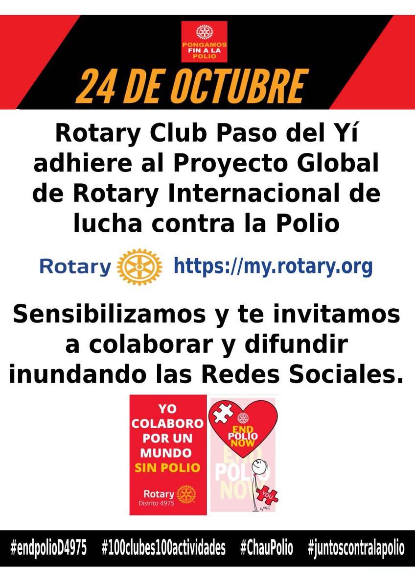 Sumate a esta campaña...
#endpolioD4975
#100clubes100actividades
#ChauPolio
#juntoscontrapolio
