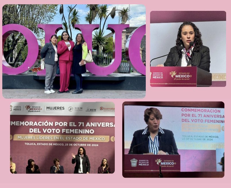 Un gusto asistir al evento Transformando la Política: Mujeres Líderes en el Estado de México, en el marco de la Conmemoración del 71 aniversario del #VotoFemenino.
Agradezco a la Mtra. <a href="/MonicaChDuran/">Mónica Chávez Durán</a> de la <a href="/SeMujeresEdomex/">Secretaría de las Mujeres</a> por su invitación e impulsar estos foros tan importantes.