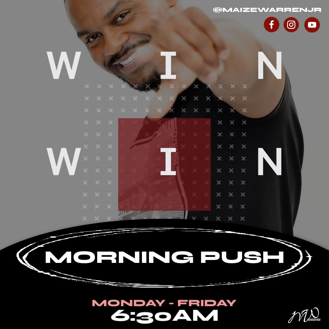 MaizeWarrenJr's tweet image. Get your "Morning Push" with Pastor Maize Warren Jr.

Monday - Friday @6:30amCST...DON'T MISS IT! 

🚨Set your notifications🚨

#morningpush #maizewarrenjrministries #maizwarren #nola #neworleans #empowerment #encouragement #motivation @highlight @followers @TanethiaWarren