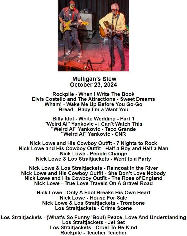 Mulligan's Stew (@mulliganradio) on Twitter photo Thanks for listening!
The show will replay on Friday at 1 pm Eastern on suburbsradio.com.
The show will also be available on Mixcloud at mixcloud.com/RtSRadio/
<a href="/MulliganRadio/">Mulligan's Stew</a> <a href="/SuburbsRadio/">Rockin' the Suburbs Radio</a> Thanks for listening!
The show will replay on Friday at 1 pm Eastern on suburbsradio.com.
The show will also be available on Mixcloud at mixcloud.com/RtSRadio/
<a href="/MulliganRadio/">Mulligan's Stew</a> <a href="/SuburbsRadio/">Rockin' the Suburbs Radio</a>