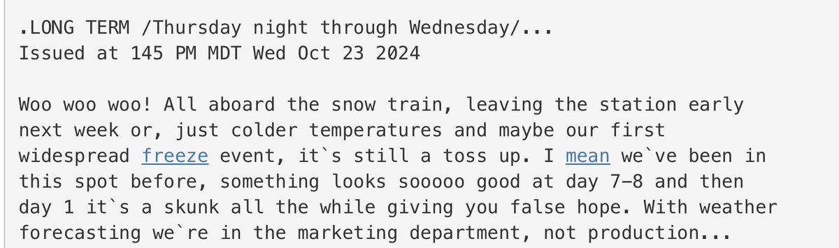Dr. Quinton Lawton (@quintonlawton) on Twitter photo As a tropical weather person with no mid-latitude expertise, I’ve been religiously reading the <a href="/NWSBoulder/">NWS Boulder</a> AFDs since moving here. Thanks for keeping it fun sometimes!! As a tropical weather person with no mid-latitude expertise, I’ve been religiously reading the <a href="/NWSBoulder/">NWS Boulder</a> AFDs since moving here. Thanks for keeping it fun sometimes!!