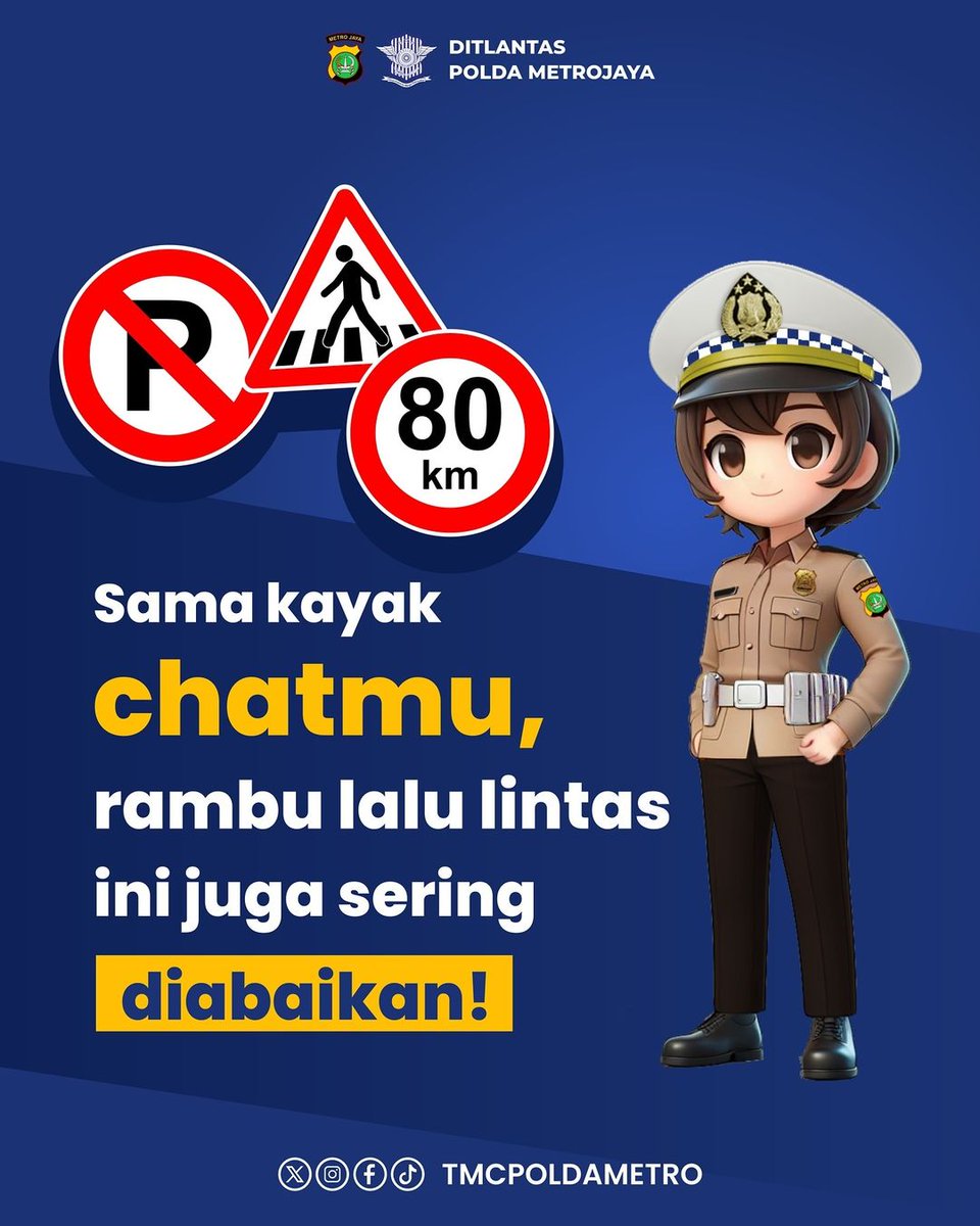 TMCPoldaMetro's tweet photo. Ternyata kamu nggak sendirian Sobat, beberapa rambu lalu lintas ini juga sering diabaikan :(
Dari rambu di atas, menurutmu mana yang paling sering diskip sama pengendara?
#rambu #rambulalulintas #edukasilalulintas https://t.co/30wFOLrsOY