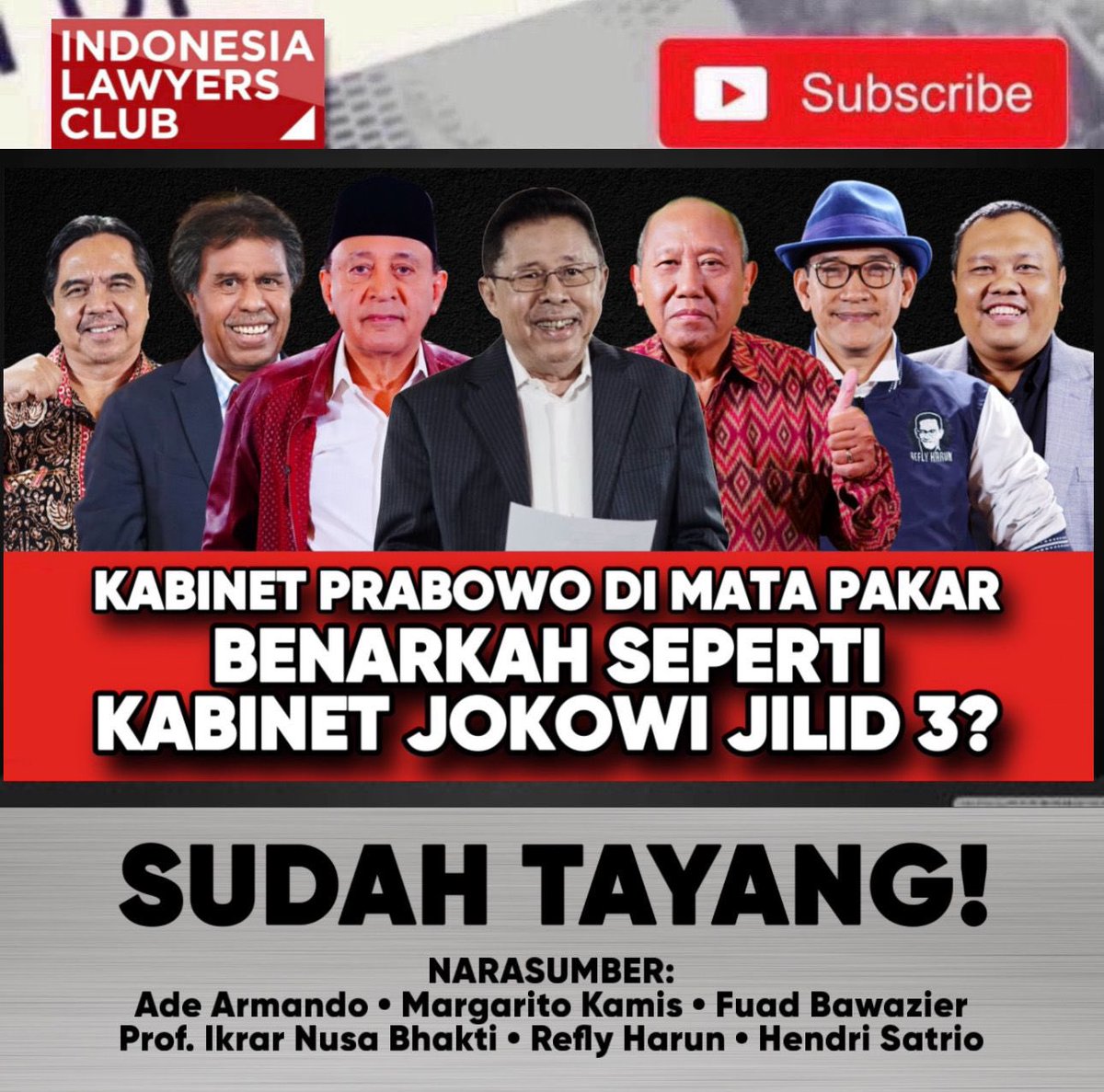SUDAH TAYANG! #ILC >> KABINET PRABOWO DI MATA PAKAR // BENARKAH SEPERTI KABINET JOKOWI JILID 3? // TONTON SEKARANG YOUTUBE ILC 👉 youtu.be/s9ZKRn8_6H4