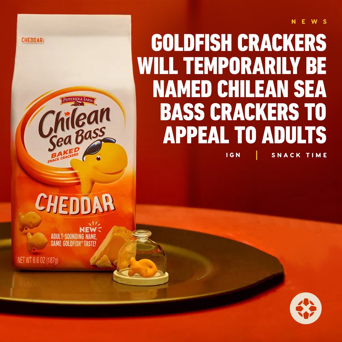 IGN's tweet photo. "Chilean Sea Bass is a playful nod to adults that the iconic fish-shaped snack is for grown-up tastes too," said Goldfish Vice President Danielle Brown. https://t.co/0tE4sbh8Qz