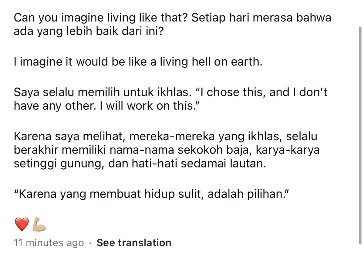 's tweet image. “Yang membuat hidup sulit, adalah pilihan.”