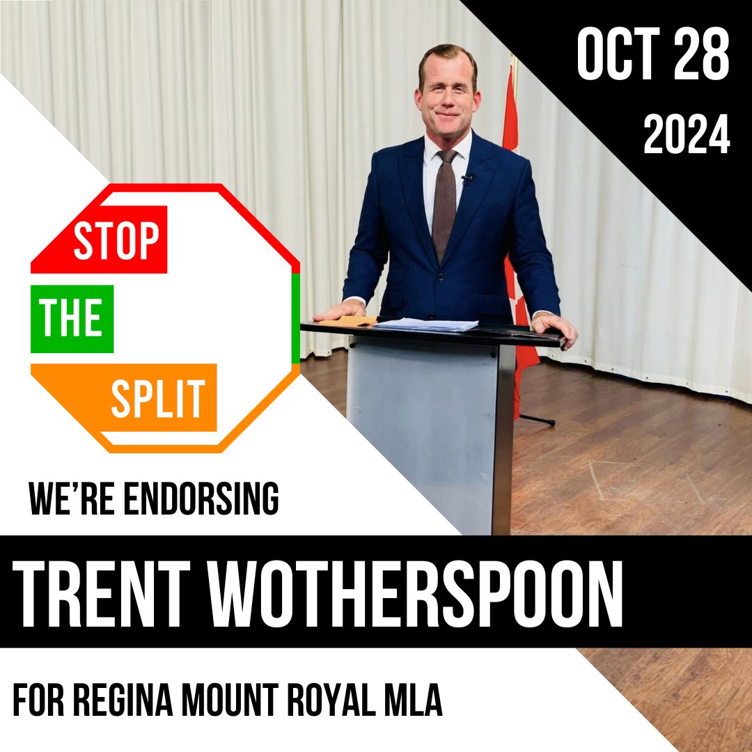 🟠We’re endorsing <a href="/WotherspoonT/">Trent Wotherspoon</a> of the <a href="/Sask_NDP/">Saskatchewan New Democrats</a> for Regina Mount Royal to #UniteTheVote and #StopTheSplit on October 28!

Trent is best positioned to defeat Scott Moe’s candidate and will fight for #ReginaMountRoyal.

#cdnpoli #skpoli #MoeMustGo