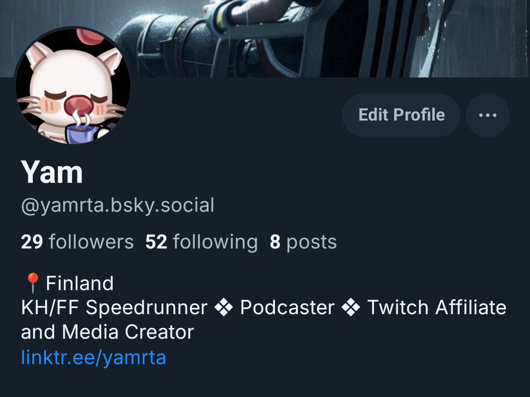 Hey, I'm on bsky. And I'm a lot more active there! Come look at my dog pics or talk about speedruns🔥