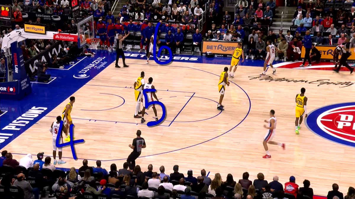 ClutchPoints's tweet photo. The Pistons got hit with a technical foul for having too many too many players on the court 😅 https://t.co/230k6xiwPM