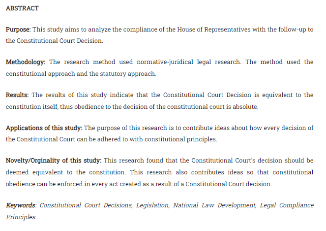 Jurisprudence_e's tweet photo. Rakia, A. Sakti R. S., dkk. “Principles of Legal Compliance on the #Constitutional Court Decisions #Adoption in Legislation.” Jurnal #Jurisprudence, Juni 2024, hlm. 39–62. https://t.co/RWqsxZGR9K, https://t.co/c6gaRQoXcZ. https://t.co/Qe9Z70yqDk