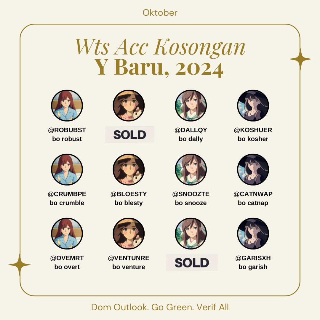 WTS KOSONGAN Y24

💸 10.000 / each

✯ verif all ( non garansi )
✯ go green, masuk mt
✯ ht harus dimainin dulu
✯ sudah siap cenblue ( boleh cek )
✯ belum lewat limit 12H

#zonauang