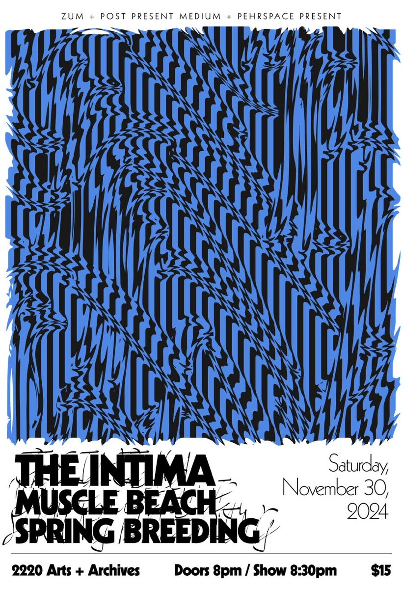 g (@georgethechen) on Twitter photo THE INTIMA/MUSCLE BEACH/SPRING BREEDING at <a href="/2220Arts/">2220 Arts + Archives</a> Sat Nov 30th!
Co-presented by Zum, PPM, and Pehrspace
zumonline.com/blogs/news/sat… THE INTIMA/MUSCLE BEACH/SPRING BREEDING at <a href="/2220Arts/">2220 Arts + Archives</a> Sat Nov 30th!
Co-presented by Zum, PPM, and Pehrspace
zumonline.com/blogs/news/sat…