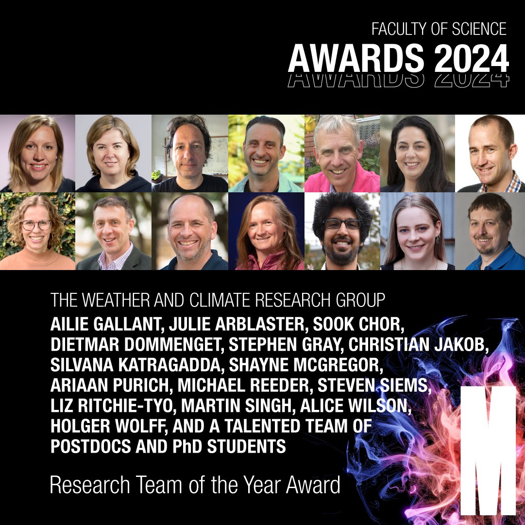 Monash Science (@monash_science) on Twitter photo The winner of the Research Team of the Year Award is the Weather and Climate Group <a href="/MonashEAE/">Monash Earth, Atmosphere and Environment ššŖļøš</a>, recognised for their exceptional academic success and strong reputation for scientific and engagement excellence. Learn more about the #MonashScienceAwards š monash.edu/science/awards The winner of the Research Team of the Year Award is the Weather and Climate Group <a href="/MonashEAE/">Monash Earth, Atmosphere and Environment ššŖļøš</a>, recognised for their exceptional academic success and strong reputation for scientific and engagement excellence. Learn more about the #MonashScienceAwards š monash.edu/science/awards