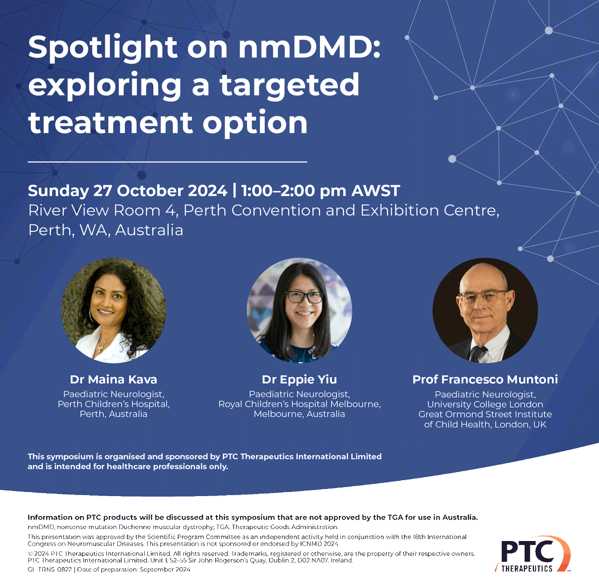Join PTC Therapeutics for an industry-supported symposium at #ICNMD2024. Learn about a targeted treatment option for #nmDMD and engage in discussion around maximising the quality of care for patients.

🔗Healthcare professionals attending #ICNMD can register for the symposium :