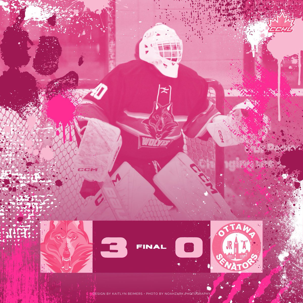 RenfrewWolves's tweet image. Wolves Win 3-0! 🐺 Kurtiak posts his first shutout of the season with stellar defense. Goals from Souliere, Rebertz, and Protopapas seal the victory! #GoWolvesGo #ShutoutVictory #RenfrewWolves #cchl