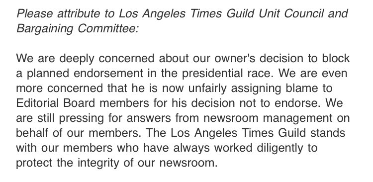latguild's tweet image. A statement from Los Angeles Times Guild leadership: