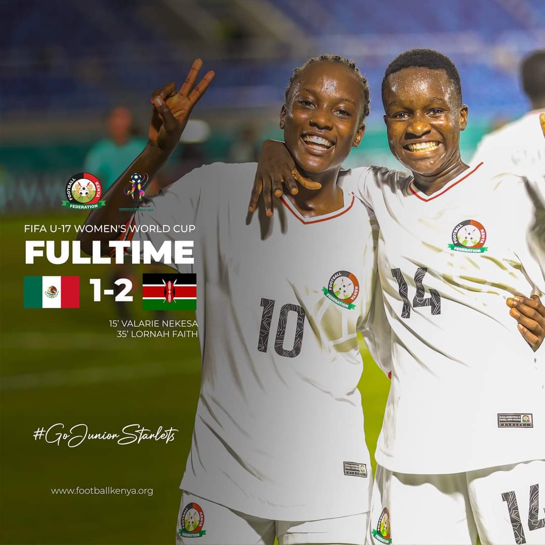 AbabuNamwamba's tweet photo. Makers of history: first Kenyan appearance and WIN at ANY FIFA World Cup. EVER! Very proud of you, my girls! Ukiona vyaelea, ujue vimeundwa.. ##RisingStarlets

PS: Lorna Faith, hongera for PoM. Always a baller! https://t.co/K1XneeVgKA