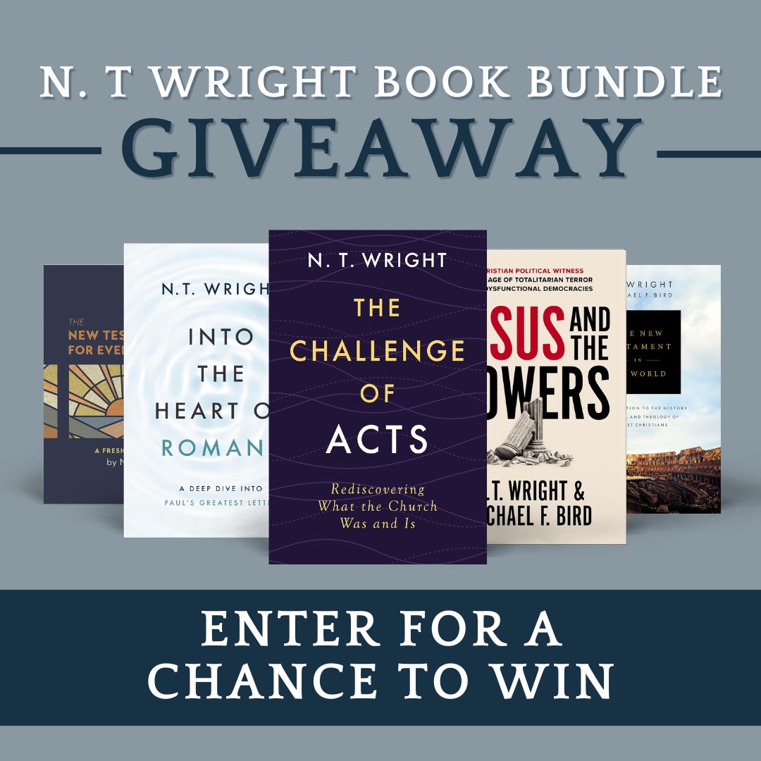 ZonderAcademic's tweet image. If you love author @profntwright, we&apos;ve got the giveaway for you!
In celebration of Wright&apos;s latest release, The Challenge of Acts, we are giving away THREE sets of N. T. Wright&apos;s best titles, including...

- The Challenge of Acts (brand new!)
- Into the Heart of Romans
- Jesus…