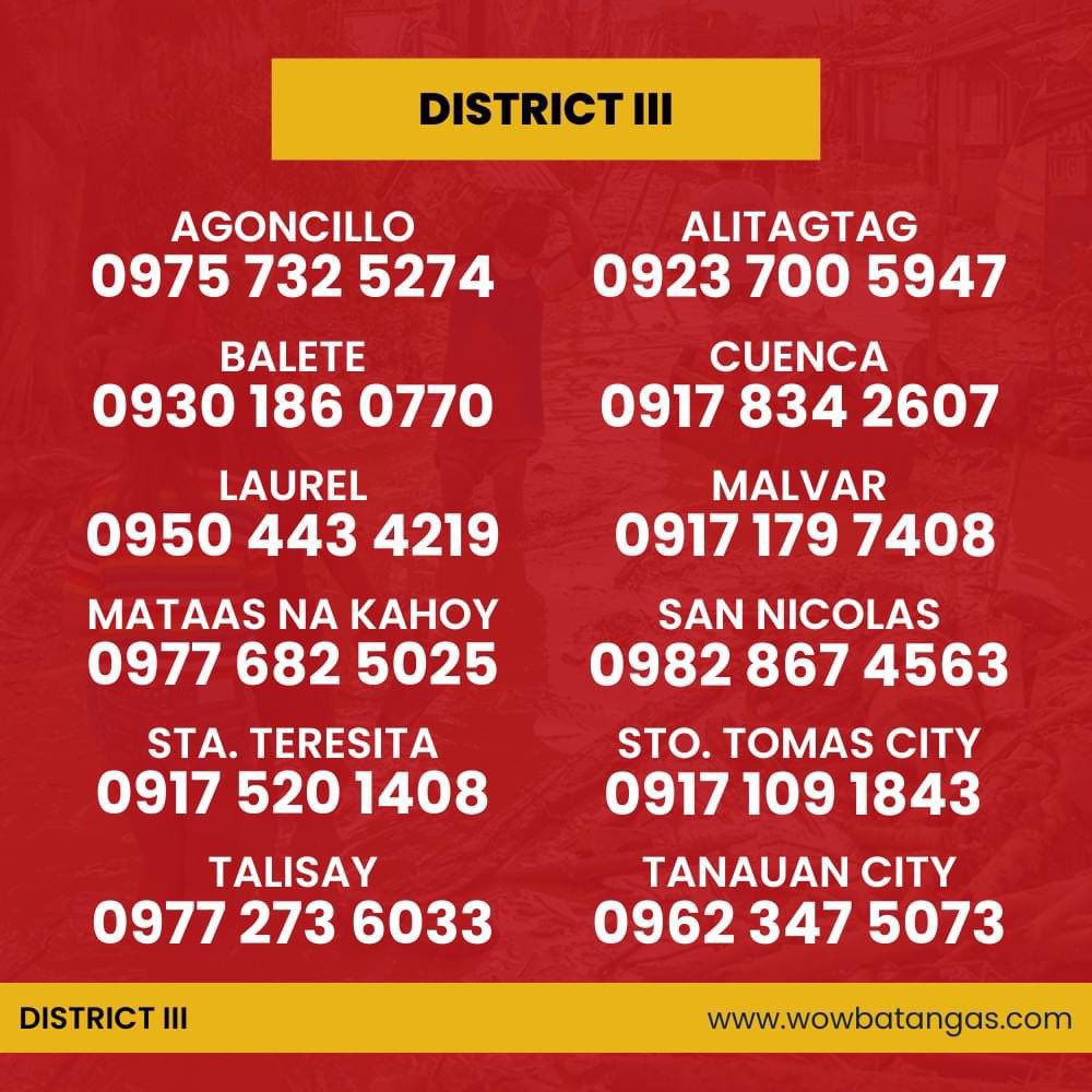 Batangas Emergency Hotline Numbers

Please help RT to spread awareness po.

STAY SAFE EVERYONE! 🙏🏻

#KristinePH