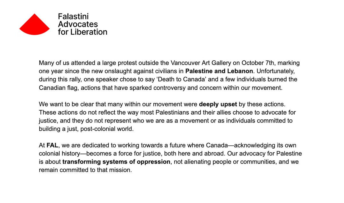 FALiberation's tweet photo. At Falastini Advocates for Liberation, we believe in advocating for justice in a way that unites people across diverse backgrounds and perspectives. Read our full statement regarding recent events below. https://t.co/2kLqqTrnig