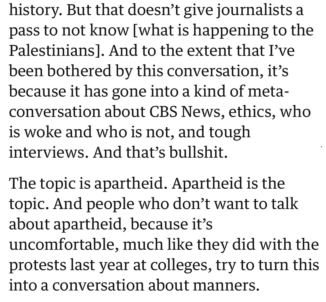 The topic is Apartheid. Apartheid is the topic. 

As Coates says, "I don't have hope for a Harris presidency disrupting that colonial system."