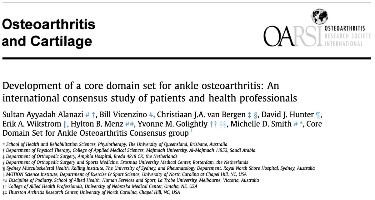 Osteoarthritis and Cartilage Journals (@oacjournal) on Twitter photo In this month's <a href="/OACJournal/">Osteoarthritis and Cartilage Journals</a>
The 5 #coredomains of ankle #osteoarthritis
1⃣ Pain severity
2⃣ Health-related QoL
3⃣ Function
4⃣ Disability
5⃣ Ankle ROM
Read for FREE doi.org/npbp
<a href="/PTSultan_/">Sultan | د. سلطـان العنزي</a> <a href="/Bill_Vicenzino/">Bill Vicenzino</a> <a href="/ProfDavidHunter/">ProfDavidHunter</a> <a href="/ea_wikstrom/">Erik Wikstrom</a> @hyltonmenz @YvonneGolightly In this month's <a href="/OACJournal/">Osteoarthritis and Cartilage Journals</a>
The 5 #coredomains of ankle #osteoarthritis
1⃣ Pain severity
2⃣ Health-related QoL
3⃣ Function
4⃣ Disability
5⃣ Ankle ROM
Read for FREE doi.org/npbp
<a href="/PTSultan_/">Sultan | د. سلطـان العنزي</a> <a href="/Bill_Vicenzino/">Bill Vicenzino</a> <a href="/ProfDavidHunter/">ProfDavidHunter</a> <a href="/ea_wikstrom/">Erik Wikstrom</a> @hyltonmenz @YvonneGolightly