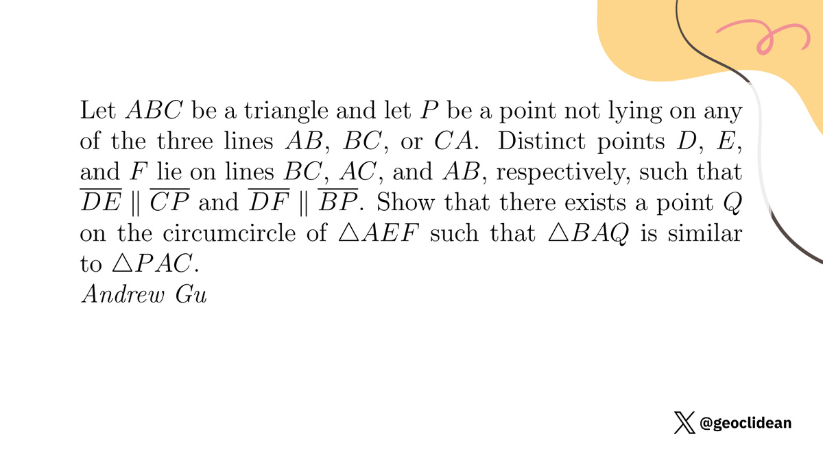 geoclidean's tweet photo. Parallel lines lead to similar triangles
#Geometry #SimilarTriangles #MovingPoints #ThreeConicsTheorem #Xoinks https://t.co/e0dr6Do3Au