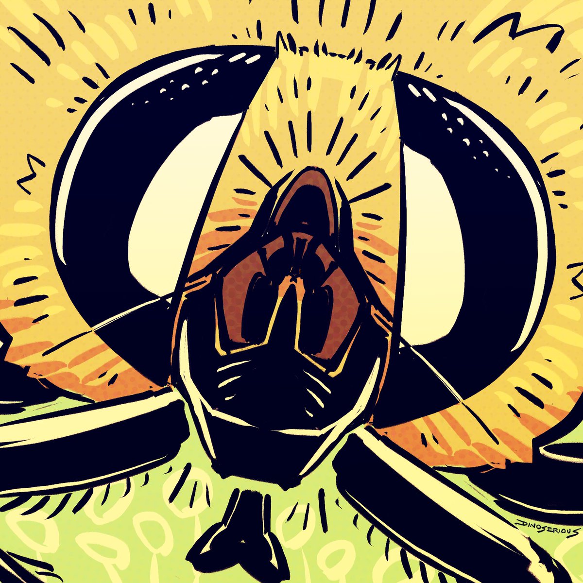 #invertober day 23, orange-legged dronefly. close up!

#invertober2024