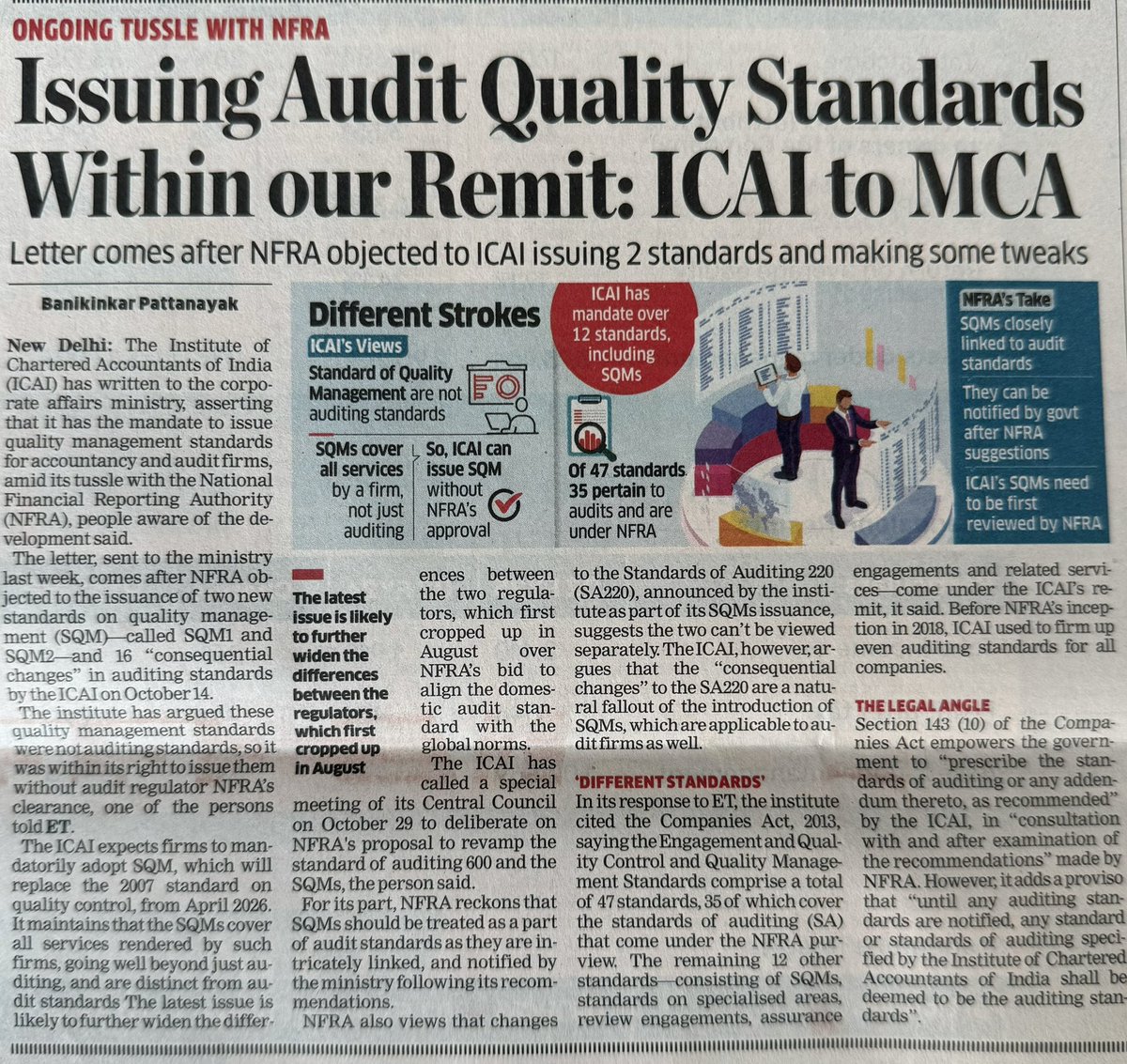 CAChirag's tweet image. Power Games: ICAI vs. NFRA. 

I&apos;m sure ICAI not only has the power to issue AS but also the knowledge and wisdom to create AS in India. 🇮🇳 

RT if you agree.