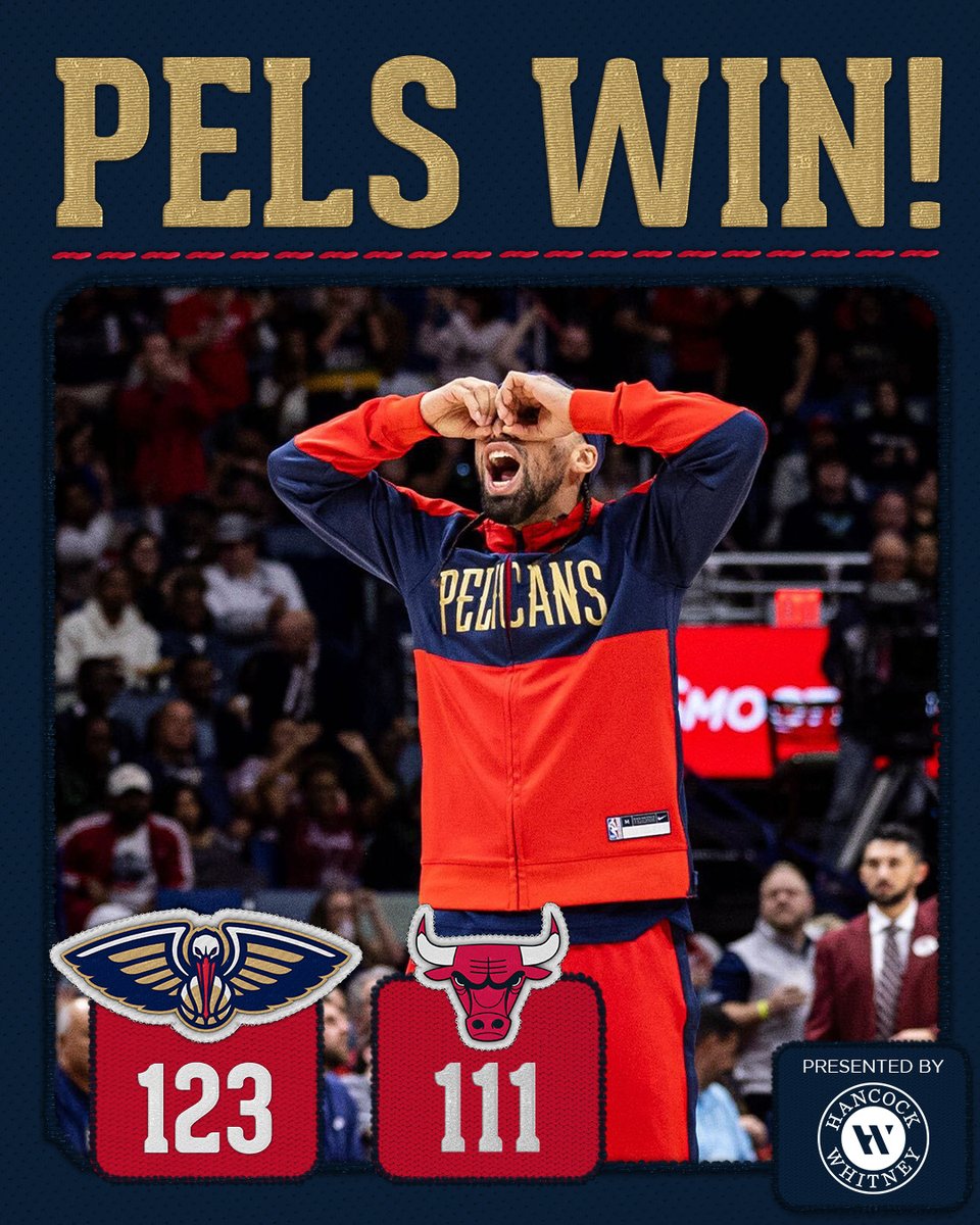 PelicansNBA's tweet photo. One of WON!

#Pelicans | @HancockWhitney https://t.co/b9dYwpgTDP