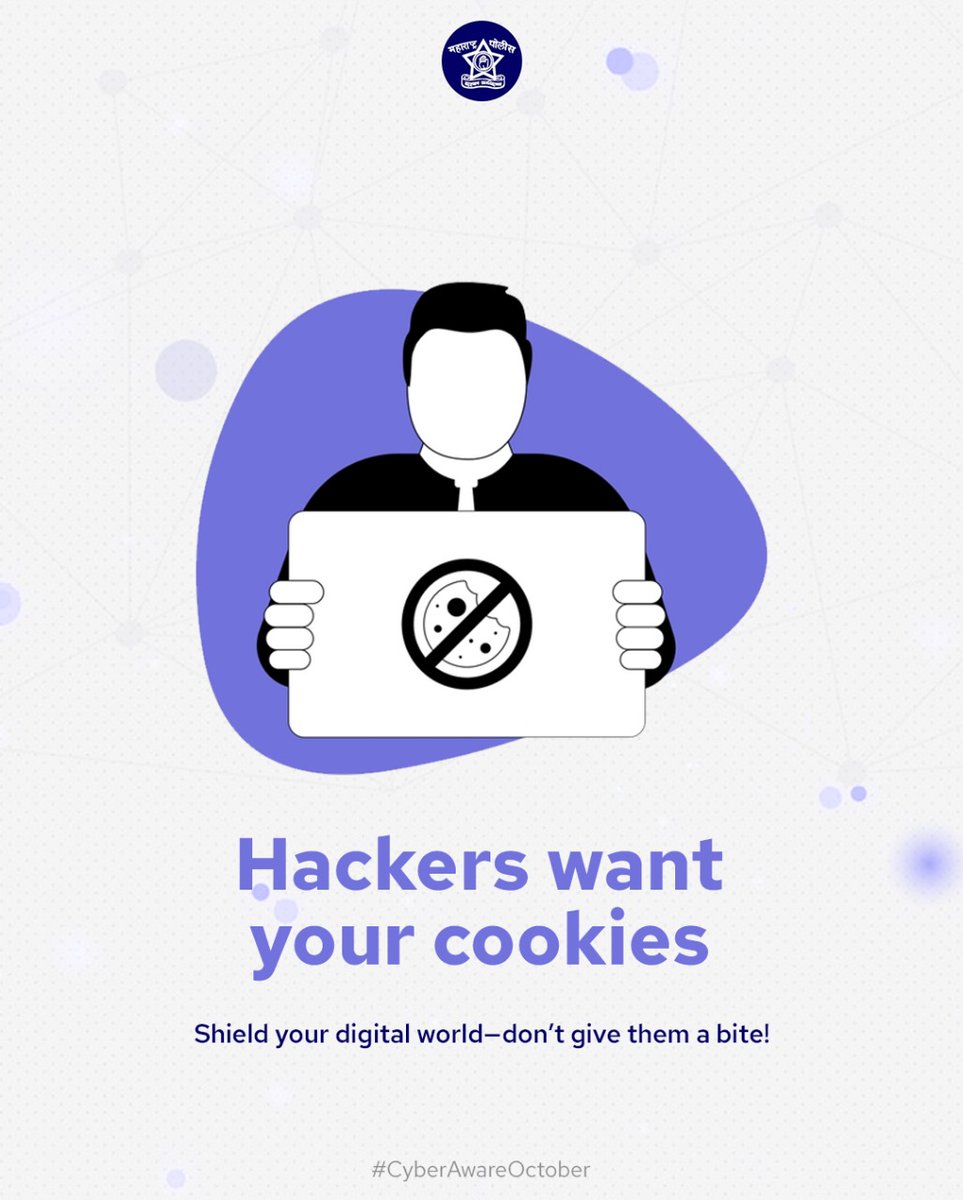 DGPMaharashtra's tweet photo. Your digital cookies are more valuable than you think. Guard them from unwanted hands.

#DataPrivacy #StayProtected #CookieSecurity #GuardYourInfo #CyberAwareOctober https://t.co/Je8ojlB9eb
