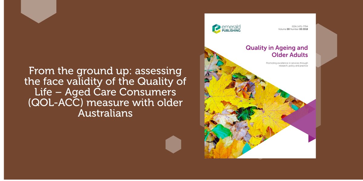 This study develops the first #QualityOfLife measure created with #OlderAdults in Australian #AgedCare! By using a bottom-up approach, the QOL_ACC tool ensures a more accurate reflections of their needs and perspectives. Learn more here bit.ly/3Uivd3j