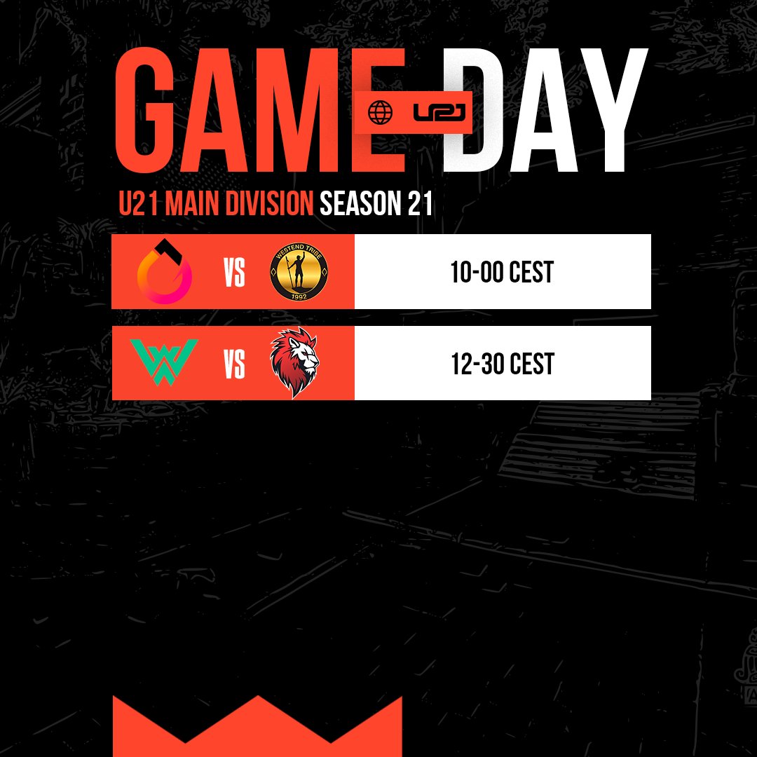 Schedulle for today!

<a href="/GenOneEsports/">GenOne</a> 🆚 <a href="/HeimoEsports/">Heimo Esports</a> 
<a href="/WopaEsport/">WOPA Esport</a> 🆚 @l_g_cybersport 

📺 twitch.tv/united21_en
🎙️ <a href="/twist2op/">twist2op</a>