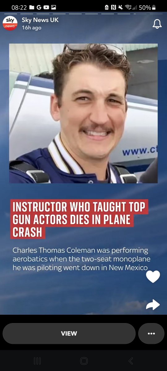 p81321's tweet photo. @SkyNews you're weird for posting an article about the tragic death of a pilot and cutting him from the photo with Miles Teller. Click bait or just ignorance? https://t.co/fe1rKc1ZnM