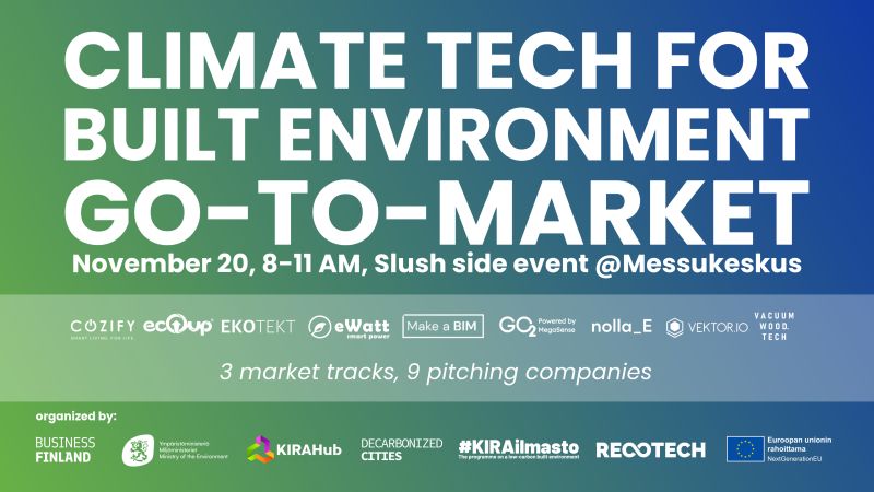 Join us at the free #Slush2024 Side Event on November 20th at Messukeskus, organized in collaboration with <a href="/BusinessFinland/">Business Finland</a>, <a href="/yministerio/">Ympäristöministeriö</a>, @RecoTechFI, and the #KIRAilmasto and Decarbonized Cities programs.

Register for the event: businessfinland.com/events/2024/cl…