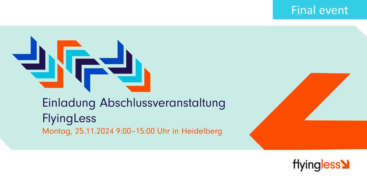 📢#FlyingLess lädt ein zur (hybriden) Abschlussveranstaltung. Vorstellung der entwickelten Tools und Erkenntnisse aus dem Projekt für Stakeholder, die im Bereich der akademische Flugreisenreduktion aktiv sind oder aktiv werden wollen.👉Infos/Anmeldungen: ifeu.de/anmeldung-flyi…