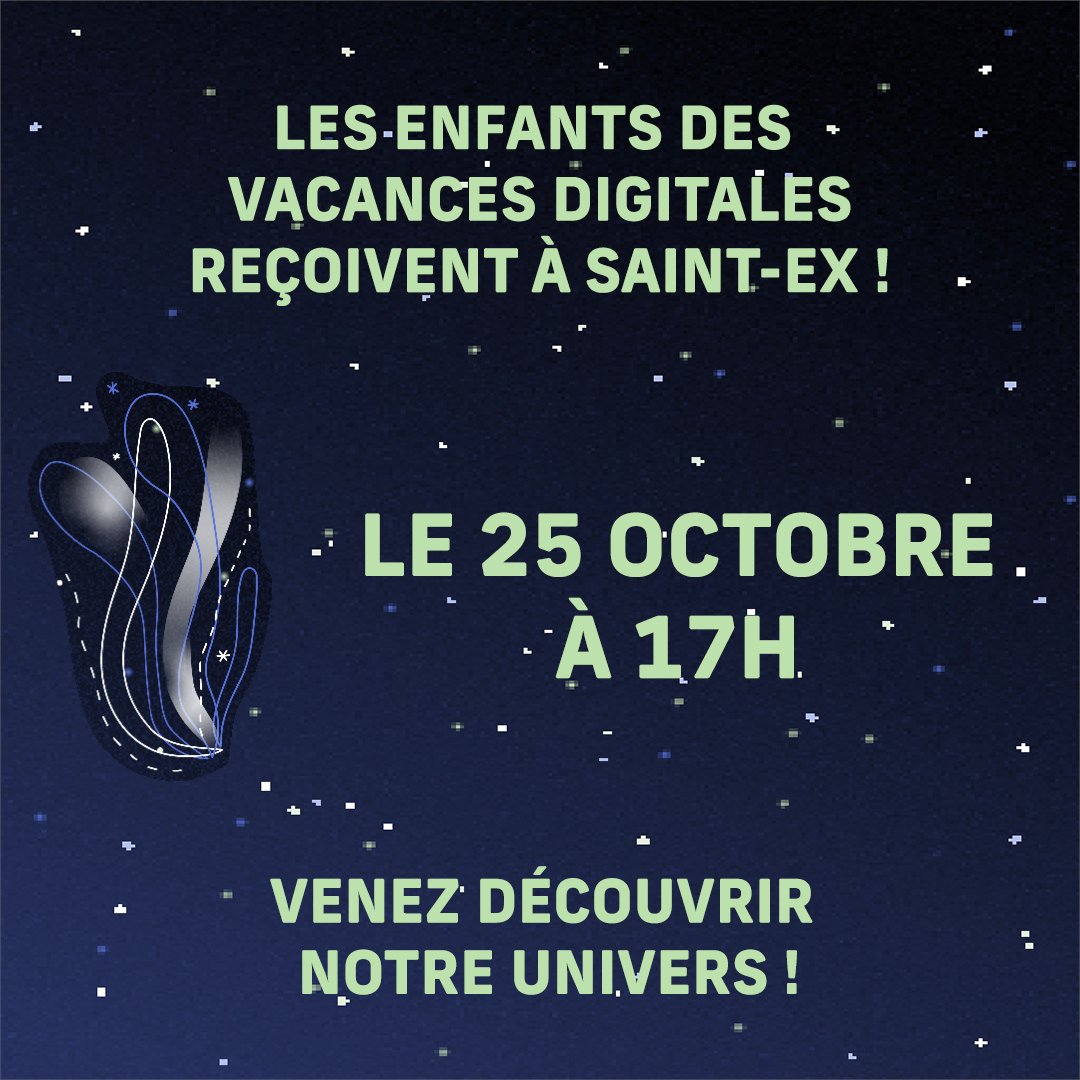 Les enfants reçoivent à Saint-Ex pour clôturer les vacances digitales !

Au programme : Boum (pour les – de 12 ans), danse, apéro, expériences sensorielles et expositions !

🗓️ 25 octobre, à partir de 17h.

Venez découvrir notre univers ! 🤗

🖥️ saintex-reims.com