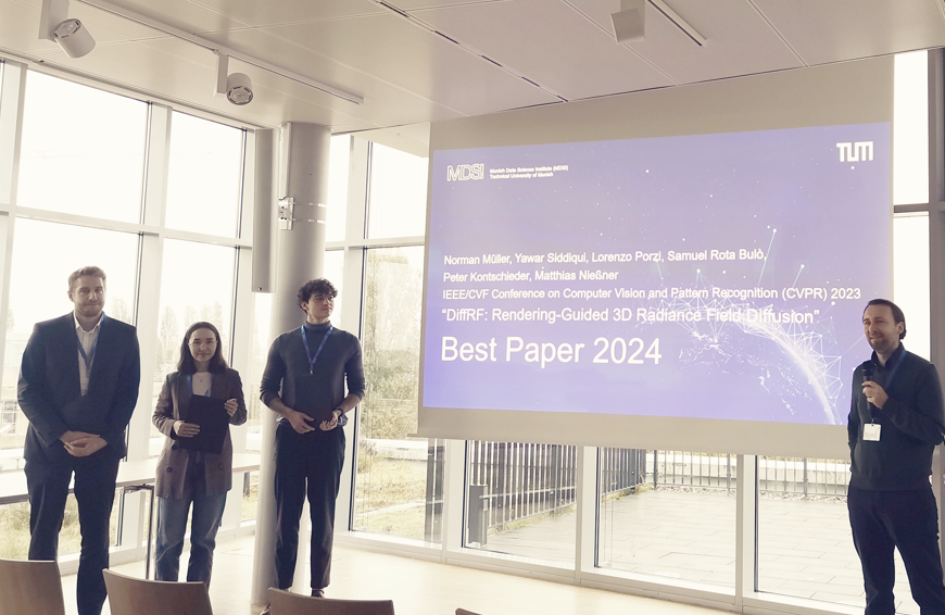 Matthias Niessner (@mattniessner) on Twitter photo Congrats to <a href="/Normanisation/">Norman Müller</a> who won the best paper award of <a href="/MdsiTum/">Munich Data Science Institute</a> for his DiffRF work!
DiffRF is among the first 3D generative models that leverages diffusion, and that directly operates on a 3D radiance field representation. Congrats to <a href="/Normanisation/">Norman Müller</a> who won the best paper award of <a href="/MdsiTum/">Munich Data Science Institute</a> for his DiffRF work!
DiffRF is among the first 3D generative models that leverages diffusion, and that directly operates on a 3D radiance field representation.