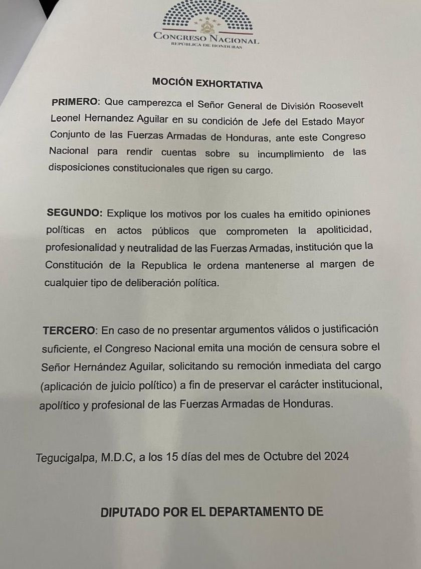 Partido Nacional intenta desestabilizar las FFAA y romper la Constitución  violando la cadena de mando d la Comandante General @XiomaraCastroZ  atacando al Jefe de Estado Mayor Gral. Roosevelt Hernández, x apoyar Ley, image size:840x1135