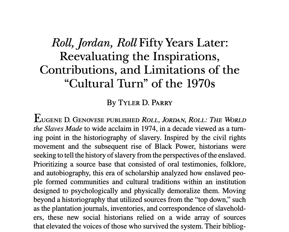 I'm told this essay was sent to <a href="/JourSouHist/">Journal of Southern History</a> subscribers.

Worth noting: Never did I assume that I would publish an essay critiquing a foundational work in the historiography of US slavery, but ready or not, it's here.

1 big takeaway: Still A LOT more to be said on this subject.