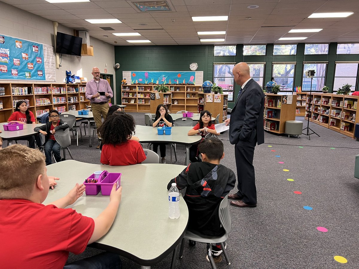Great day today for our News Crew <a href="/NISD_NWC/">Northwest Crossing Elementary</a> who were privileged to get to witness Our superintendent, Dr. Craft record his weekly message and they showed off their morning announcements setup. He was encouraging, attentive, and interested in their interests and questions.