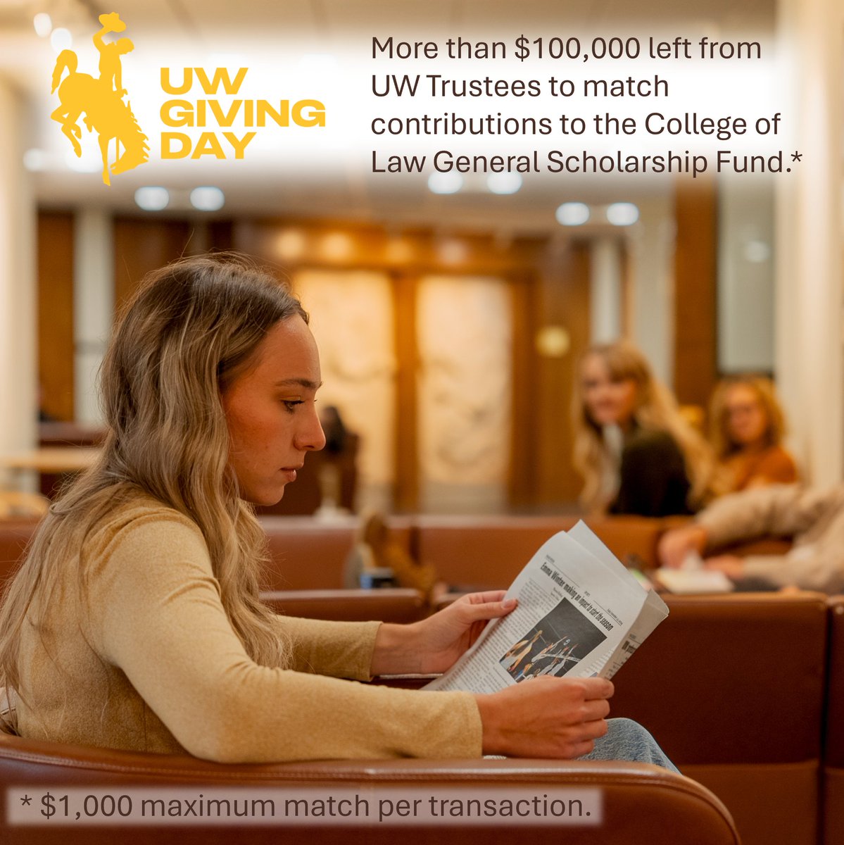 Giving Day 2024 continues until noon on Thursday, Oct. 24. There is still time to get matching funds for your donation to the UW College of Law General Scholarship Fund. Donate here: give.uwyo.edu/schools/Univer…
Thanks! #GoPokes🤠 #UWGivingDay