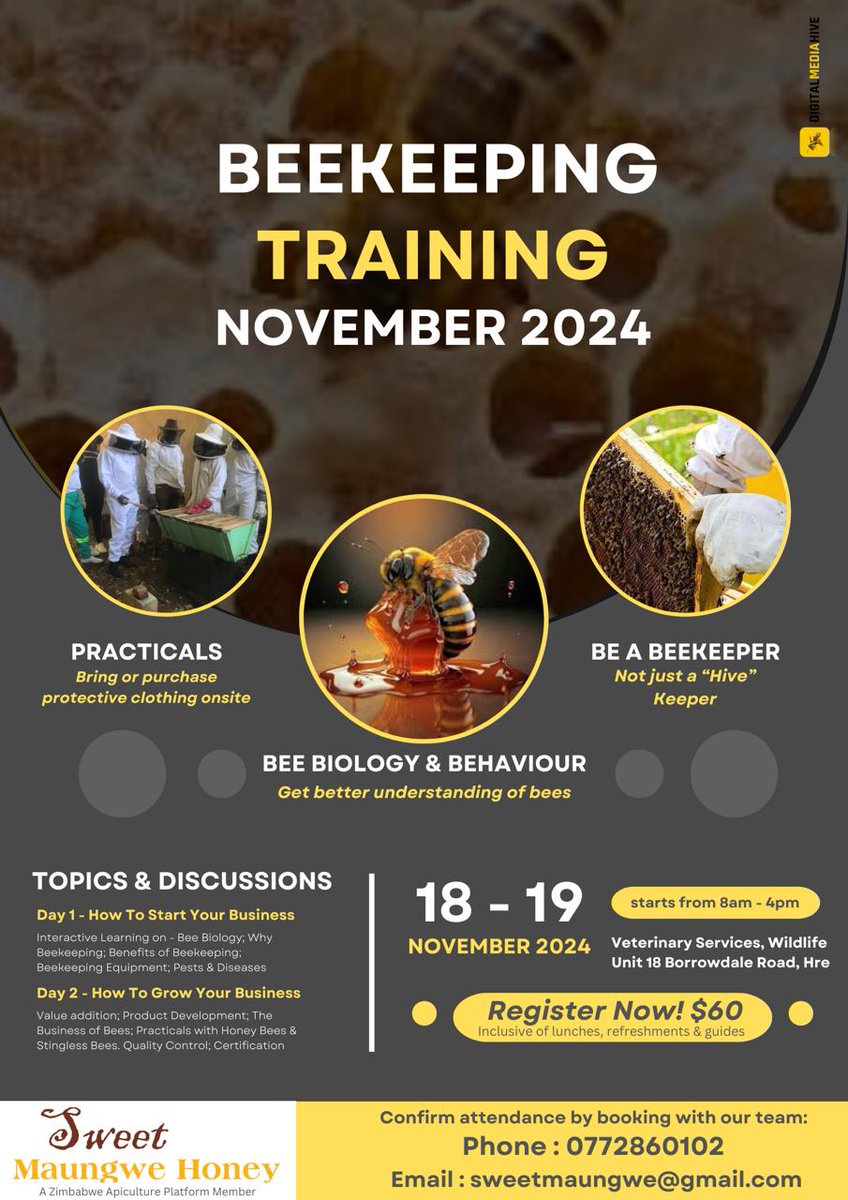 Last session for 2024.  Come and learn how produce your own honey !