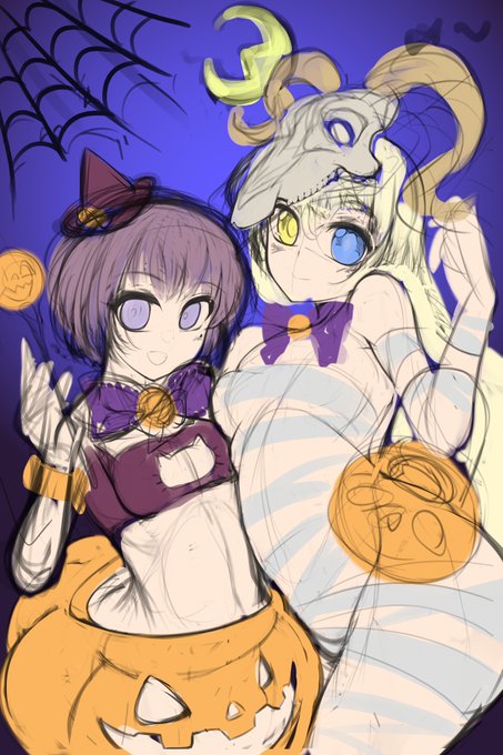 ハロウィン🎃絵ラフ。 