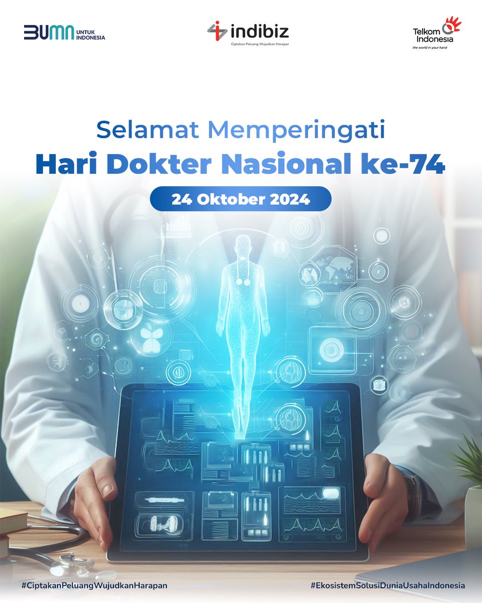 IndibizJBN's tweet photo. #JBNNews 
Tepat hari ini 24 Oktober 2024 di peringati dengan hari dokter nasional ke 74 Semoga pengabdian tulus para dokter selalu membawa harapan dan kesehatan bagi semua masyarakat 

#indibiz #indibizJBN
#CiptakanPeluangWujudkanHarapan 
#haridokternasional https://t.co/OdIPTI8wbG