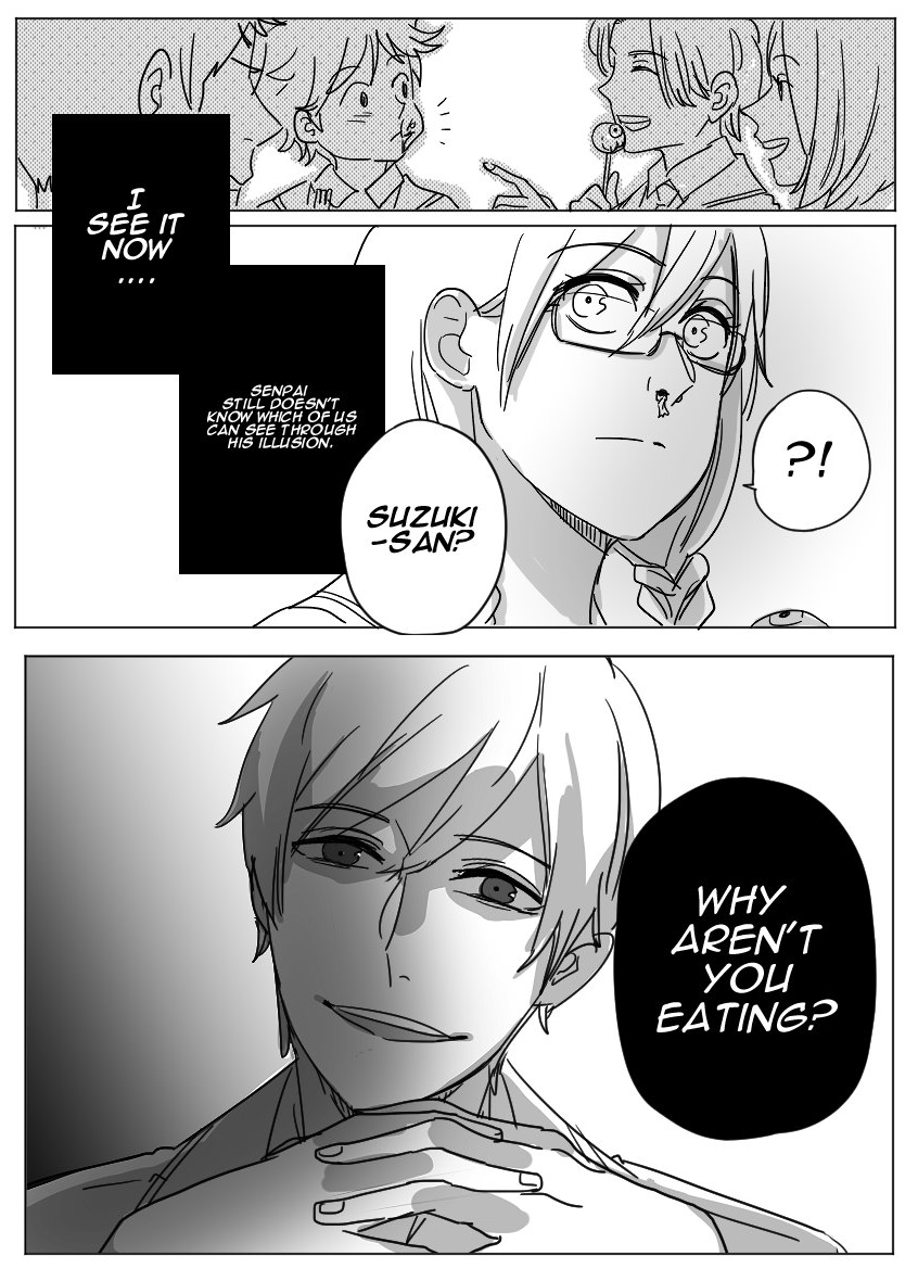 (Really old throwback story concept for the spooky month!)
A story where you need to kill your generic handsome senpai before he eats you. Your only way to detect him is through your nose-bleeding. 